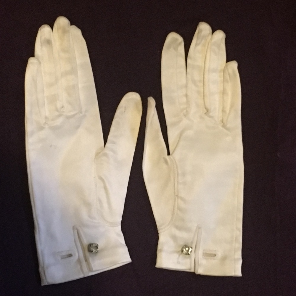 White satin vintage gloves